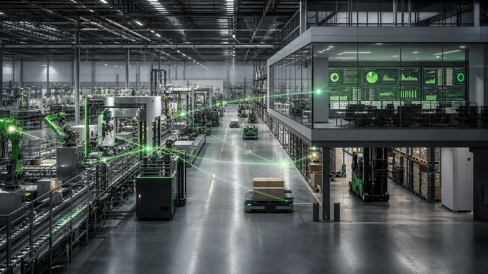Modern manufacturing environment connected by digital systems